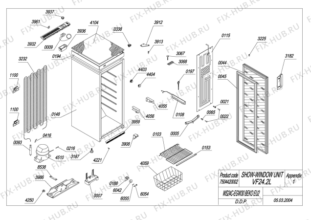Схема №1 BEKO WS24C-EGW30 (7504420002) с изображением Преобразователь для холодильника Beko 4528533101